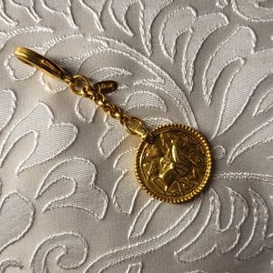 Julie Vos coin medalian bag charm/key chain